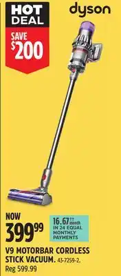 Canadian Tire DYSON V9 MOTORBAR CORDLESS STICK VACUUM offer