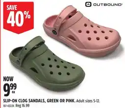 Canadian Tire SLIP-ON CLOG SANDALS, GREEN OR PINK offer