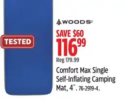 Canadian Tire WOODS Comfort Max Single Self-Inflating Camping Mat, 4 offer