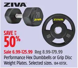 Canadian Tire Performance Hex Dumbbells or Grip Disc Weight Plates offer