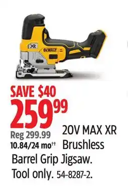 Canadian Tire 20V MAX XR Brushless Barrel Grip Jigsaw offer