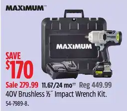 Canadian Tire 40V Brushless Β½ Impact Wrench Kit offer