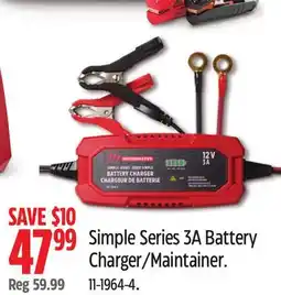 Canadian Tire Simple Series 3A Battery Charger/Maintainer offer