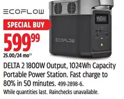 Canadian Tire DELTA 2 1800W Output, 1024Wh Capacity Portable Power Station offer