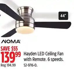Canadian Tire Hayden LED Ceiling Fan with Remote. 6 speeds offer