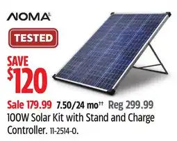 Canadian Tire 100W Solar Kit with Stand and Charge Controller offer