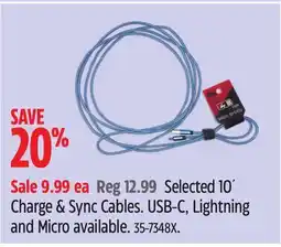 Canadian Tire Selected 10´ Charge & Sync Cables offer