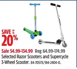 Canadian Tire Selected Razor Scooters and Supercycle 3-Wheel Scooter offer