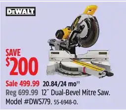 Canadian Tire DEWALT 12 Dual-Bevel Mitre Saw offer