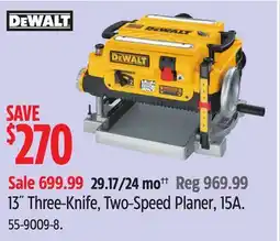 Canadian Tire DEWALT 13 Three-Knife, Two-Speed Planer, 15A offer