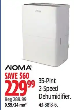 Canadian Tire 35-Pint 2-Speed Dehumidifier offer
