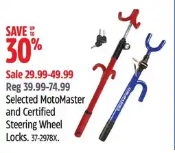 Canadian Tire Selected MotoMaster and Certified Steering Wheel Locks offer