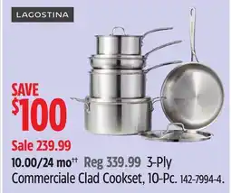 Canadian Tire LAGOSTINA 3-Ply Commerciale Clad Cookset, 10-Pc offer