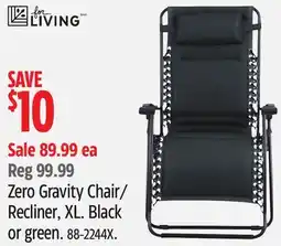 Canadian Tire For Living Zero Gravity Chair/Recliner, XL. Black or green offer