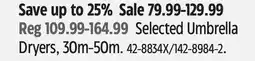 Canadian Tire Selected Umbrella Dryers, 30m-50m offer