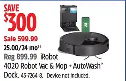 Canadian Tire iRobot 4020 Robot Vac & Mop + AutoWash Dock offer