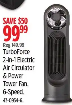 Canadian Tire TurboForce 2-in-1 Electric Air Circulator & Power Tower Fan, 6-Speed offer