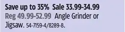 Canadian Tire Angle Grinders or Jigsaw offer