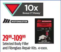 Canadian Tire MOTOMASTER Selected Body Filler and Fibreglass Repair Kits offer