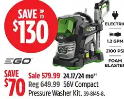 Canadian Tire EGO 56V Compact Pressure Washer Kit offer