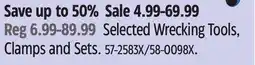 Canadian Tire Selected Wrecking Tools, Clamps and Sets offer