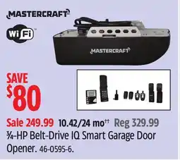 Canadian Tire MASTERCRAFT ¾-HP Belt-Drive IQ Smart Garage Door Opener offer
