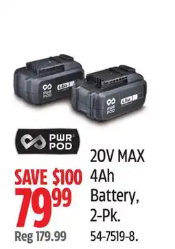 Canadian Tire 20V MAX 4Ah Battery, 2-Pk offer
