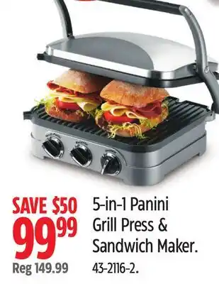 Canadian Tire 5-in-1 Panini Grill Press & Sandwich Maker offer