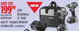 Canadian Tire 20V Brushless ½ Drill and ¼ Impact Wrench Combo Kit offer