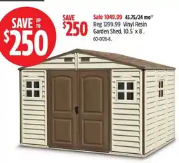 Canadian Tire Vinyl Resin Garden Shed, 10.5' x 8' offer