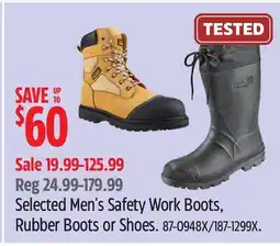 Canadian Tire Selected Men's Safety Work Boots, Rubber Boots or Shoes offer