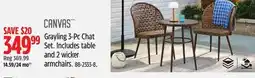 Canadian Tire Canvas Grayling 3-Pc Chat Set Includes table and 2 wicker armchairs offer