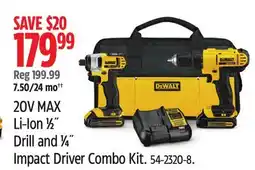 Canadian Tire 20V MAX Li-Ion ½ Drill and ¼ Impact Driver Combo Kit offer