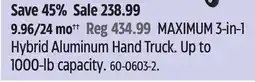 Canadian Tire MAXIMUM 3-in-1 Hybrid Aluminum Hand Truck offer