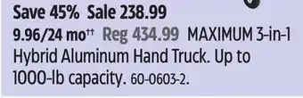 Canadian Tire MAXIMUM 3-in-1 Hybrid Aluminum Hand Truck offer