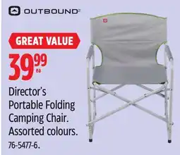 Canadian Tire OUTBOUND Director's Portable Folding Camping Chair offer