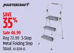 Canadian Tire MASTERCRAFT 3-Step Metal Folding Step Stool offer