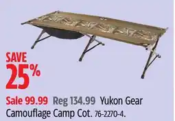 Canadian Tire Yukon Gear Camouflage Camp Cot offer