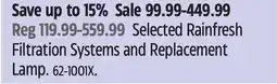 Canadian Tire Selected Rainfresh Filtration Systems and Replacement Lamp offer