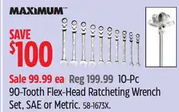Canadian Tire 10-Pc 90-Tooth Flex-Head Ratcheting Wrench Set, SAE or Metric offer