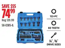 Canadian Tire 122-PC 60 TEETH 1/4, 3/8 DRIVE SIZES offer