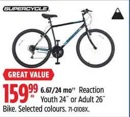 Canadian Tire SUPERCYCLE Reaction Youth 24 or Adult 26 Bike offer