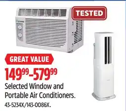 Canadian Tire Selected Window and Portable Air Conditioners offer