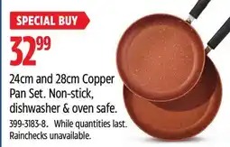 Canadian Tire 24cm and 28cm Copper Pan Set. Non-Stick, Dishwasher & oven Safe offer
