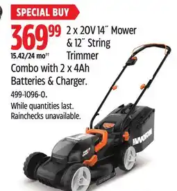 Canadian Tire WORX 2 x 20V 14 Mower & 12 String Trimmer offer