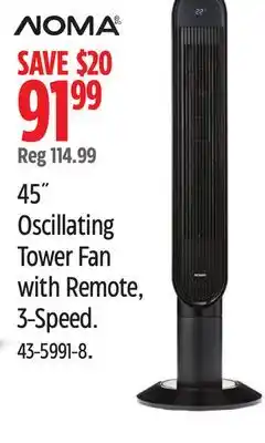 Canadian Tire 45 Oscillating Tower Fan with Remote offer