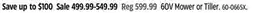 Canadian Tire 60V Mower or Tiller offer