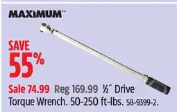Canadian Tire MAXIMUM Β½ Drive Torque Wrench offer