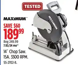 Canadian Tire 14 Chop Saw 15A. 3300 RPM offer