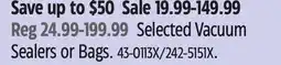 Canadian Tire Selected Vacuum Sealers or Bags offer